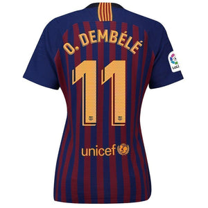 11-Ousmane Dembélé Barcelona Women's 2018-19 Home Stadium Player Jersey – Blue