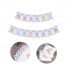 Load image into Gallery viewer, HAPPY BIRTHDAY Paper Banners Flags Double-layer Unicorn Burgee Garland Decor for Baby