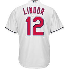 Load image into Gallery viewer, Francisco Lindor Cleveland Indians Majestic Home Big &amp; Tall Cool Base Player Jersey - White
