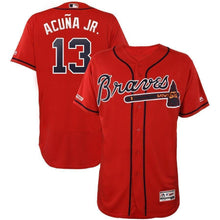Load image into Gallery viewer, Ronald Acuña Jr Atlanta Braves Majestic 2019 Alternate Collection Flex Base Player Jersey – Scarlet