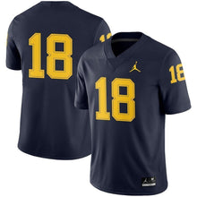 Load image into Gallery viewer, #18 Michigan Wolverines Jordan Brand Football Game Jersey – Navy
