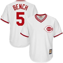 Load image into Gallery viewer, Johnny Bench Cincinnati Reds Majestic Big &amp; Tall Cooperstown Cool Base Player Jersey - White